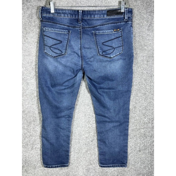 Seven7 Skinny Easy Fit Jeans Womens Size 12 Stretch Distressed Blue Denim - Picture 2 of 16